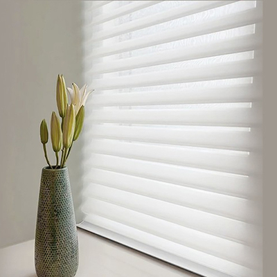Tissu Shangrila Polyester Roller Blinds avec double couche de Valance Type ouvert manuel