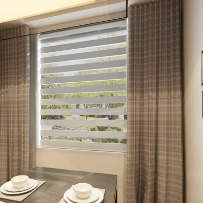 Structure horizontale moteurisée pour intérieur Polyester Zebra Roller Blinds pour fenêtres de bout