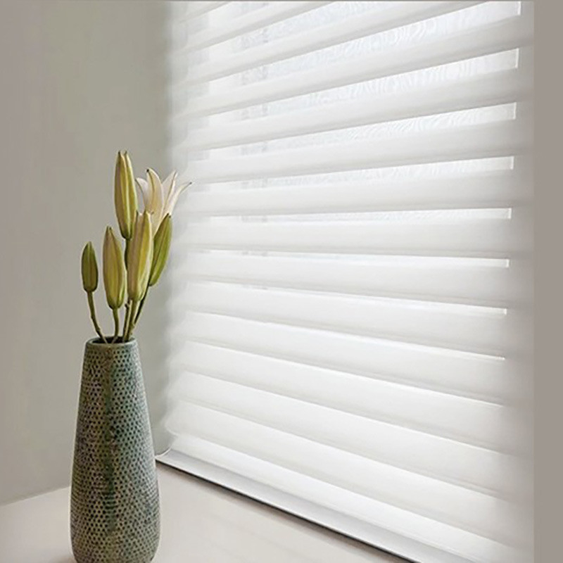 Tissu Shangrila Polyester Roller Blinds avec double couche de Valance Type ouvert manuel