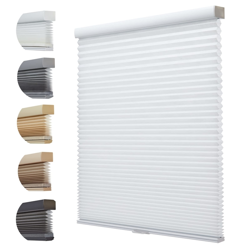WELLSOURCE Nuances cellulaires sans fil sans perçage voile de nid de miel éteint pour les fenêtres chambre à coucher, bureau facile à installer